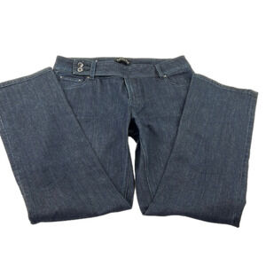 Gasoline dark wash mid rise straight leg